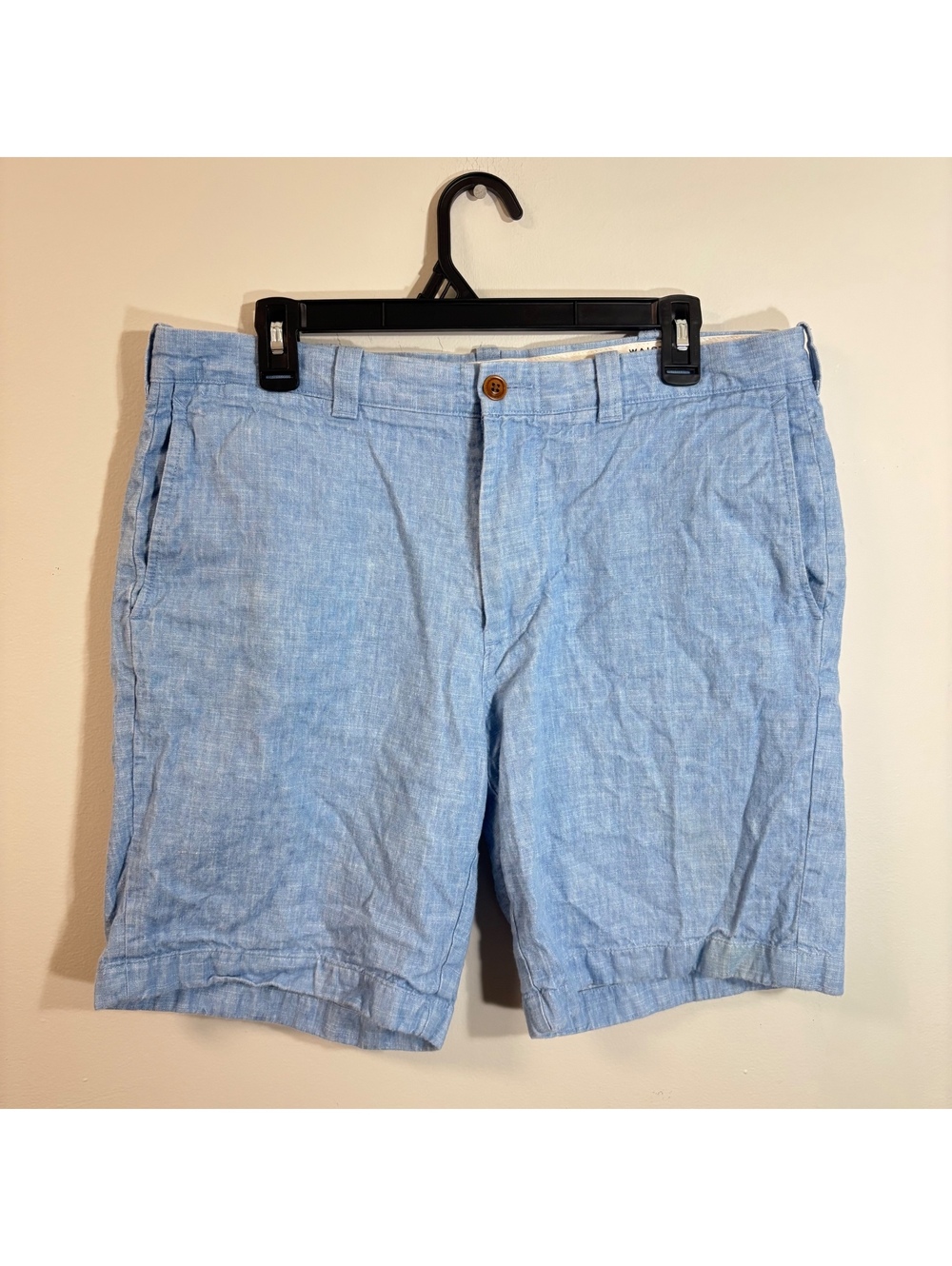 J. Crew Stanton Men's Size 34 Blue Baird McNutt Irish Linen Shorts w/ 9" Inseam
